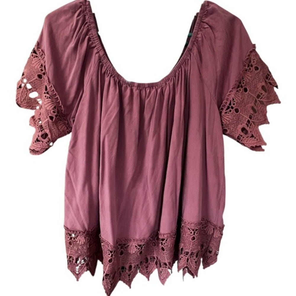 Iris Dusty Rose Lace Accent Blouse